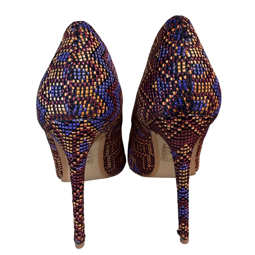 Shoe‎ Republic LA Multi Color Woven Chevron Pointed Toe Stiletto Pumps Size 9 - Picture 5 of 8